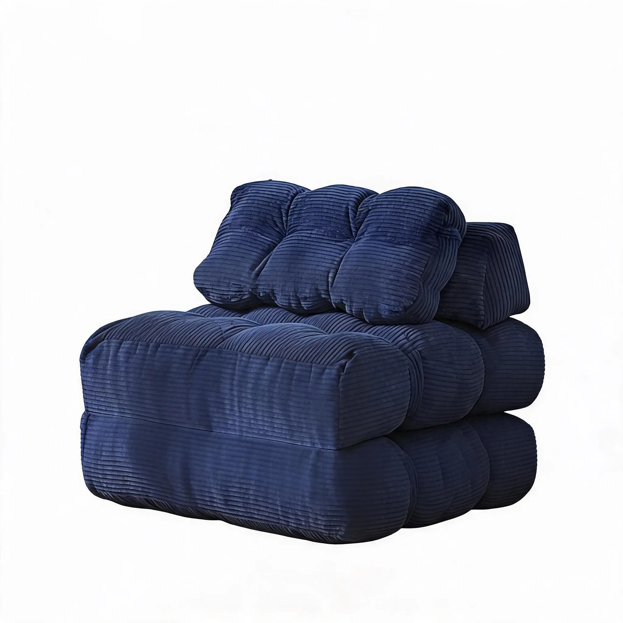 3-in-1 Convertible Fold-Out Futon Sofa Bed Sleeper Chair - Single Floor Lounger with Pillow, Back Support - Portable Space-Saving Modern Couch for Living Room - Removable Washable Cover - Black/Navy Blue/Beige Space Saving Furniture