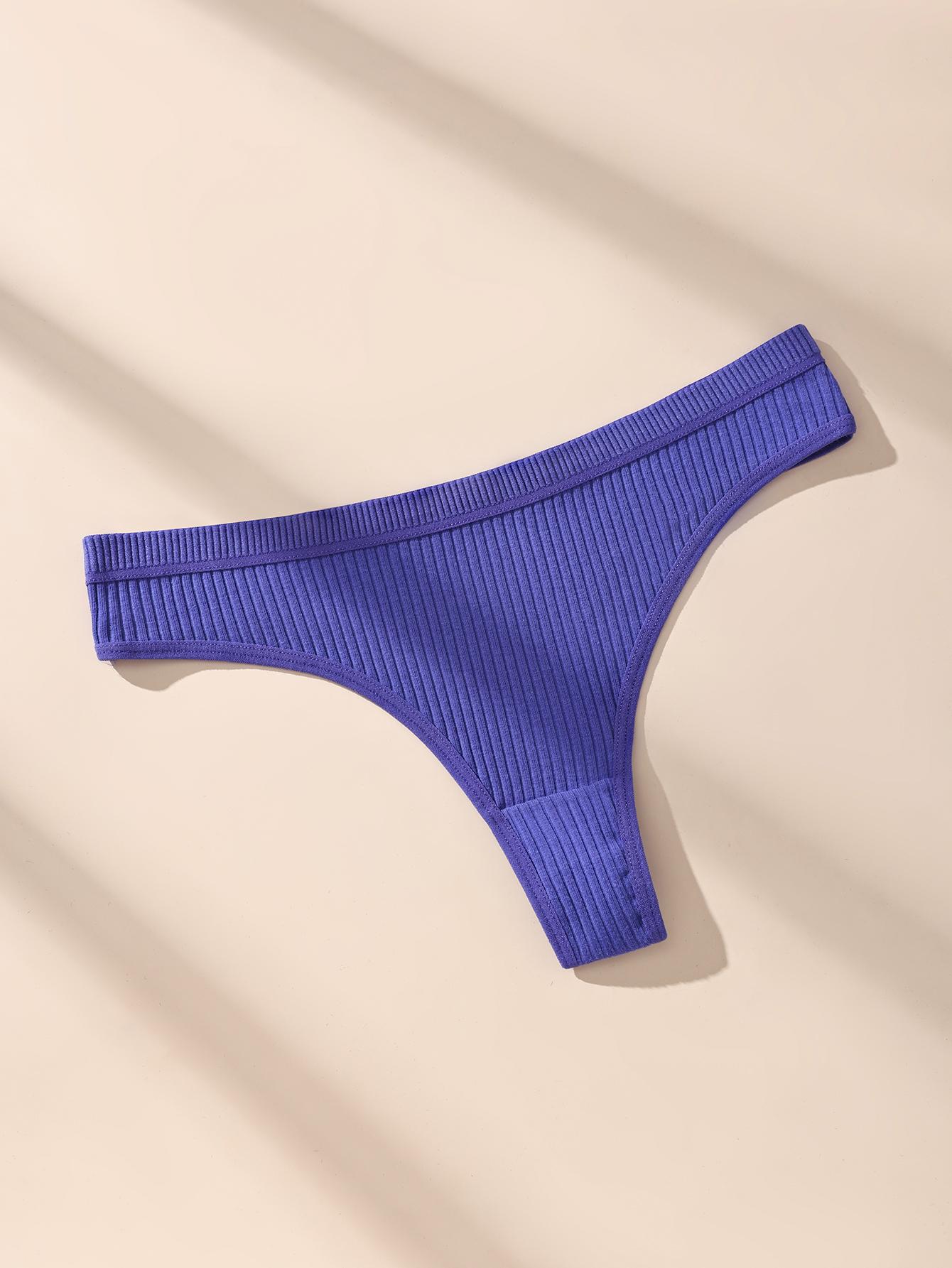 Hotcom Women's 14pcs Solid Drop Waist Cotton Thong Set Soft Comfy Basic Fit Breathable Ribbed Panty Underwear for Daily Wear All Seasons Casual Wear Machine Washable Elegance Lingerie Mixed Color Minimalist Style SpringStatements