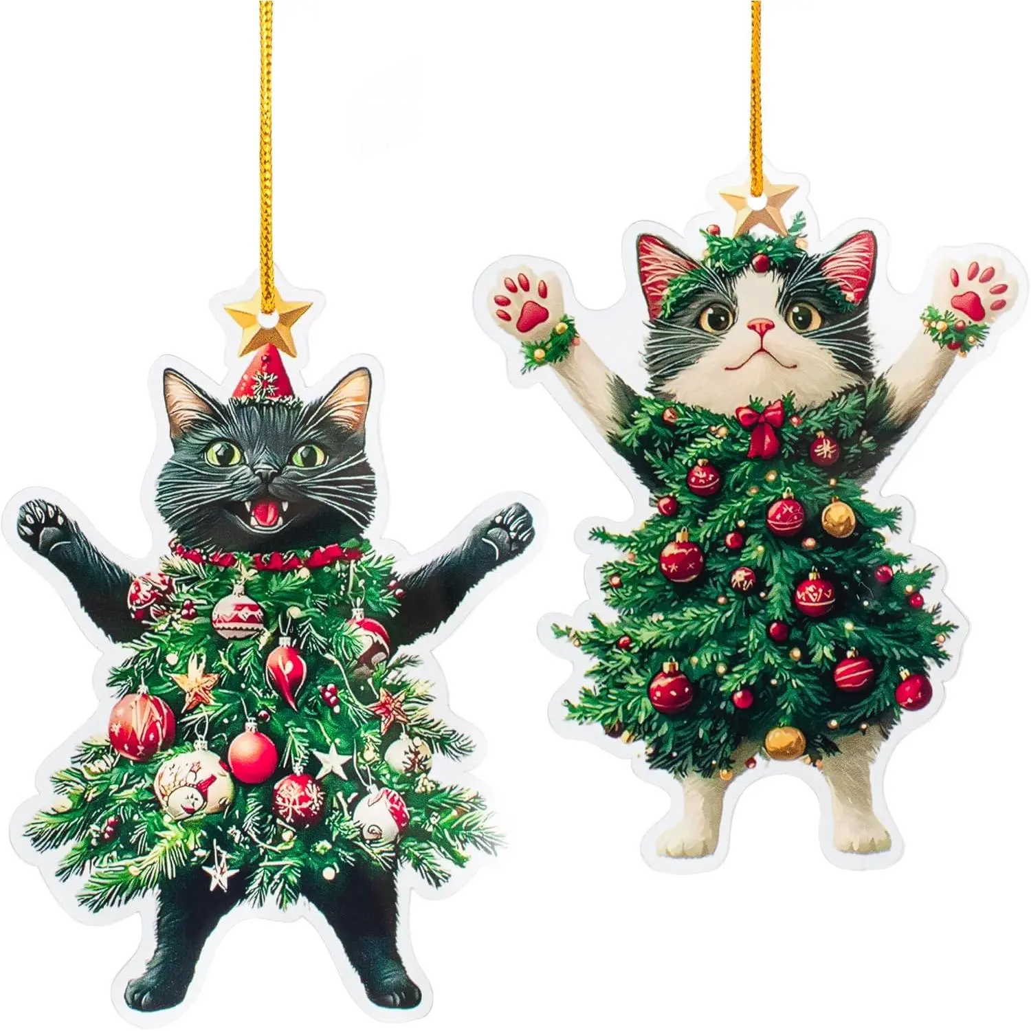 2026 Christmas Tree  Ornaments 2D Black   Decorations for Christmas Tree  and Fun Christmas Decoration Gifts Specially Prepared for  Owners (4, Black+White)
