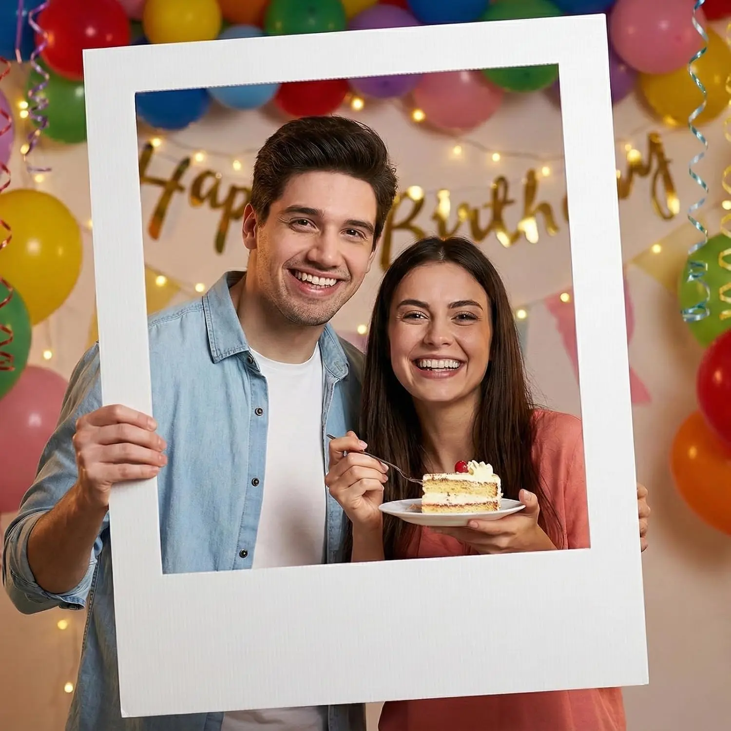 40 x 30 Inch Large Photo Booth Frame Selfie Frame Blank DIY Cutout Props for Birthday Wedding Graduation Photo Booth Picture Frame Party Supplies