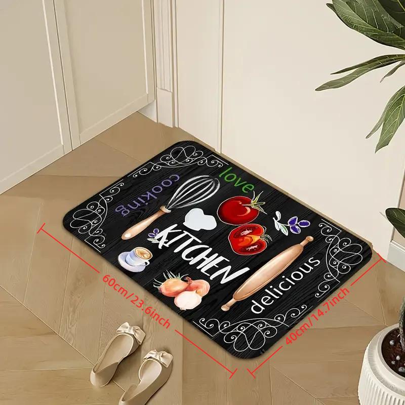 Food Letter Kitchen Utensils Pattern Kitchen Mat, 3pcs/set Kitchen Floor Mat, Non-slip Kitchen Rug, Kitchen Decor Mat, Home Decor, Kitchen Accessories, Kitchen Area Rug