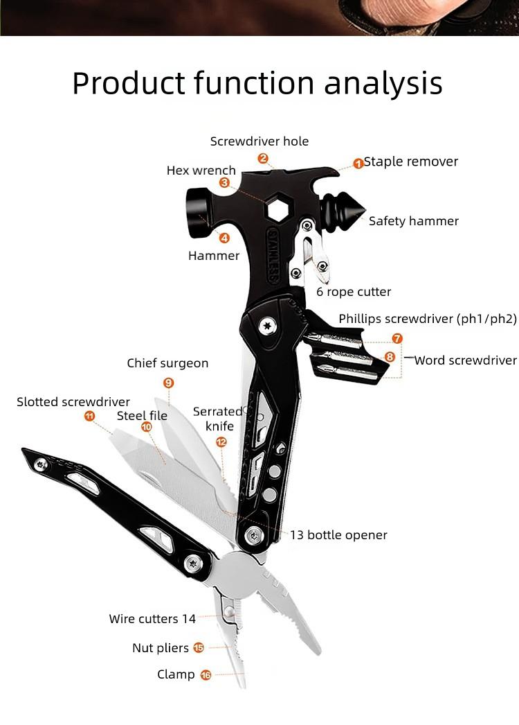 Multifunctional Emergency Escape Hammer Portable Car Window Breaker Survival Tool for Outdoor Camping Hiking Adventure Safety Gear