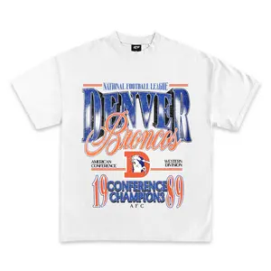 Vintage Denver Football Graphic Tee, Oversized Crewneck T-Shirt for Men Women, Retro Sports Streetwear, Soft Cotton Casual Shirt