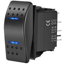 Nilight Momentary Rocker Switch (ON)-Off-(ON) Toggle Switches DPDT 7Pin 12V 24V on off on LED Switch for Cars Trucks Caravans Boats Winch Pump with Jumper Wire