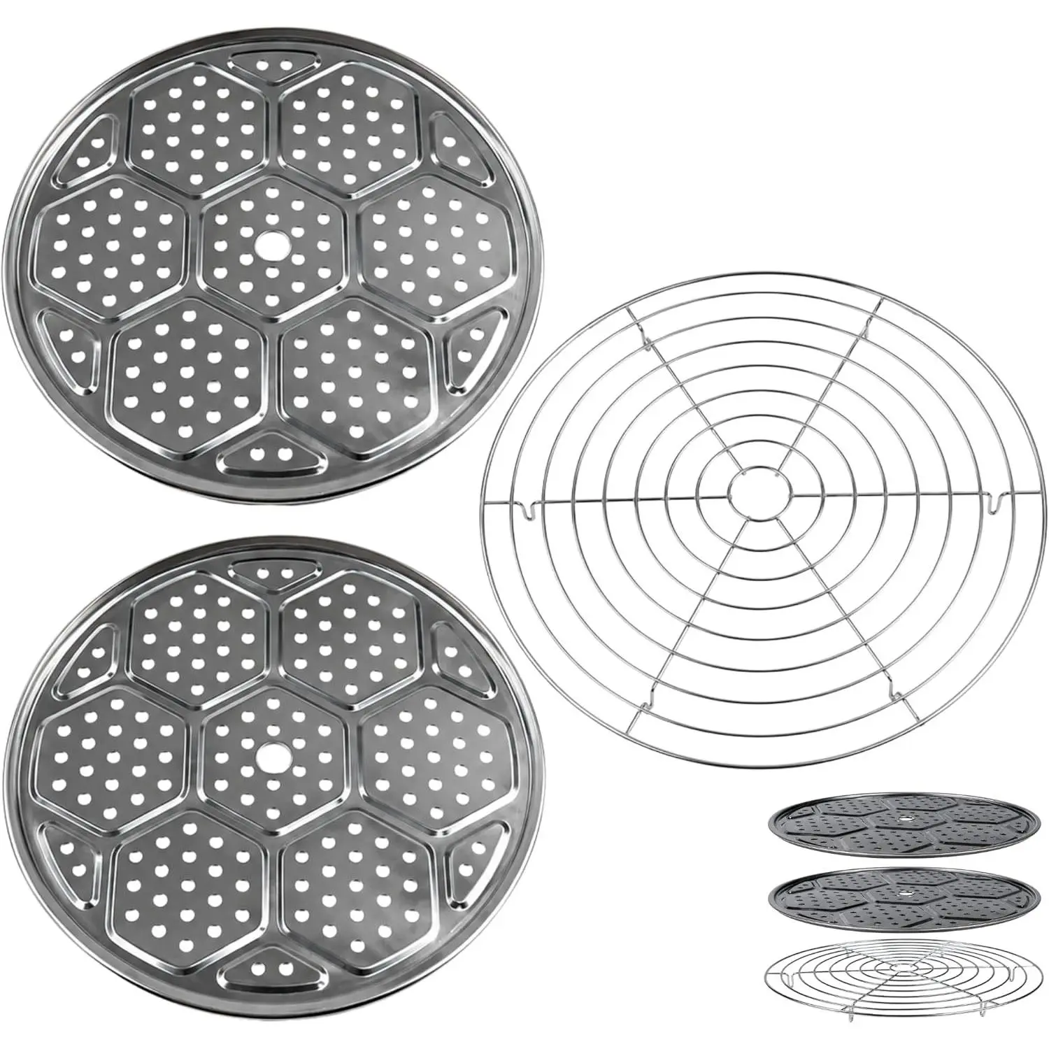 10.8in Canning Rack for Pressure Canner (3pcs) - Stainless Steel, Stackable & Heavy-Duty Rack with Base - Universal Fit, Compatible with Presto, All American & More