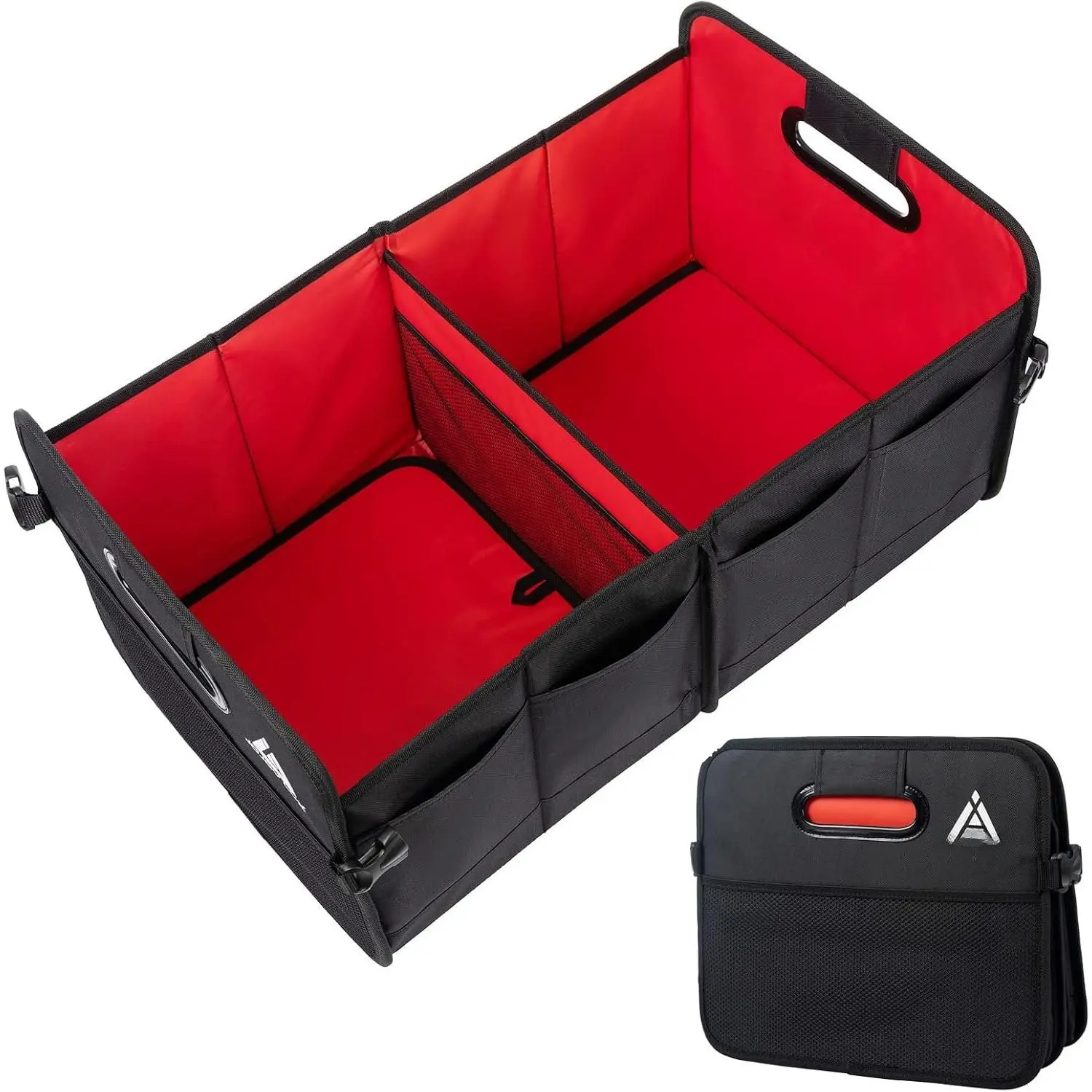 Trunk Organizer with Multi Compartments - Automotive Collapsible Cargo Containers with 11 Pockets & Reinforced Handles,  Grocery Organizer Bin  Bag for SUV Van