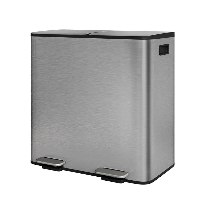 Stainless Steel Dual-Compartment Pedal-Operated Kitchen Trash Can ,30L/40L 2 Removable Buckets for Waste Separation & Recycling - Soft-Close Lids- Ideal for Home Use Under Kitchen Counter Bins sohochic