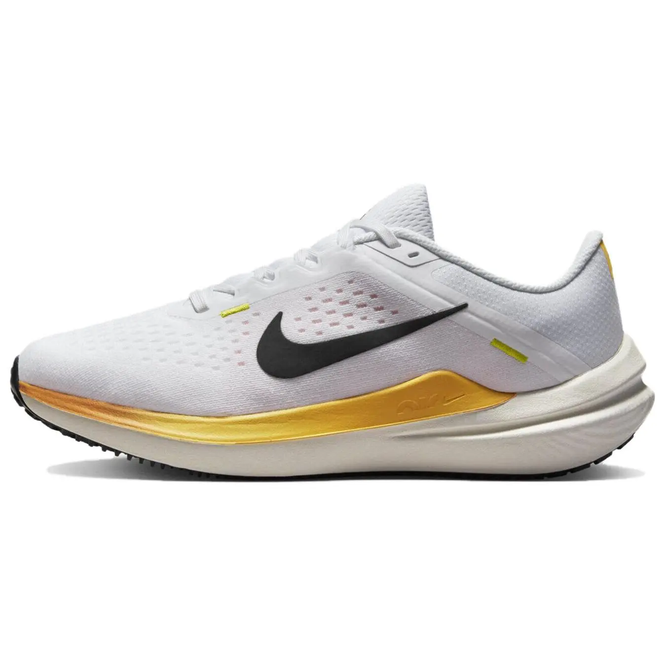 Nike Air Winflo 10 Women's Breathable Low-Top Running and Training Shoes in White Black Yellow Verifiable, with credentials and supporting global authentication