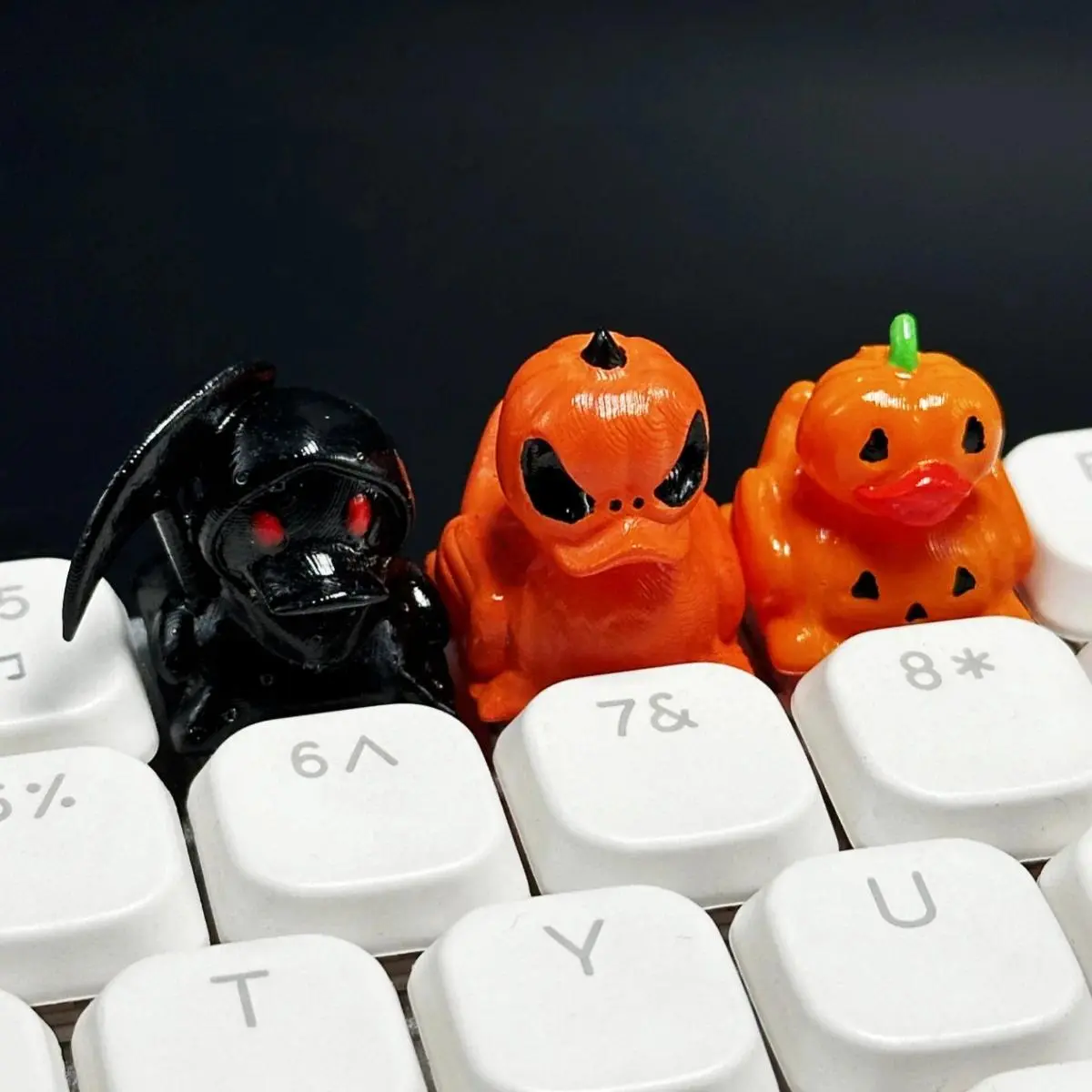 Halloween Devil Duck Keycaps OEM Height Mechanical Keyboard Key Caps Decoration Gaming Accessories Cross Axis Keycap Gift