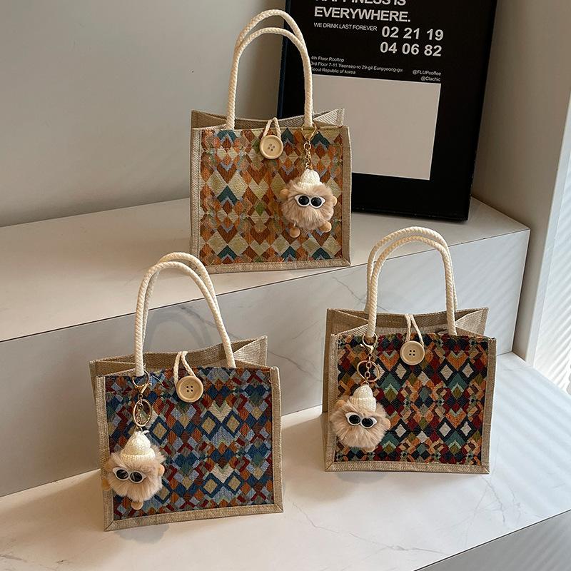 Niche high-end waterproof linen handbag, new autumn and winter gift bag, in stock, small shoulder bag