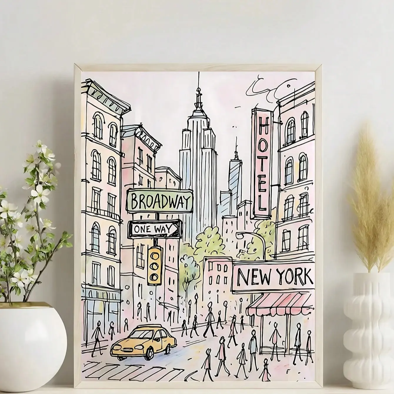 1pc Romantic Paris Street Scene Canvas Poster, Aesthetic Eiffel Tower Sketch Wall Art Print, Cute French Watercolor Painting for Cozy Living Room, Girls Bedroom, College Dorm Room Aesthetic Decor, Unframed