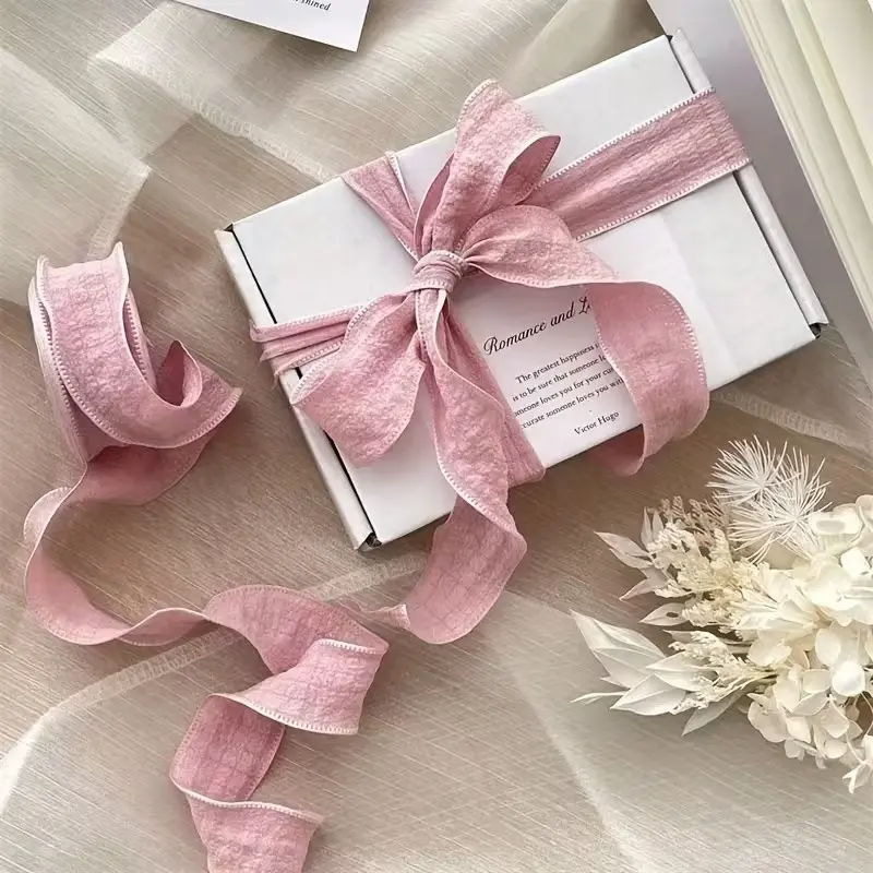 Floral Wavy Ribbon 1.57 Inch Wide X 359.8 Inch Long, Ideal for Gift Wrapping, Bouquets, Crafts, Hair Bows, Wedding Decor, DIY Projects