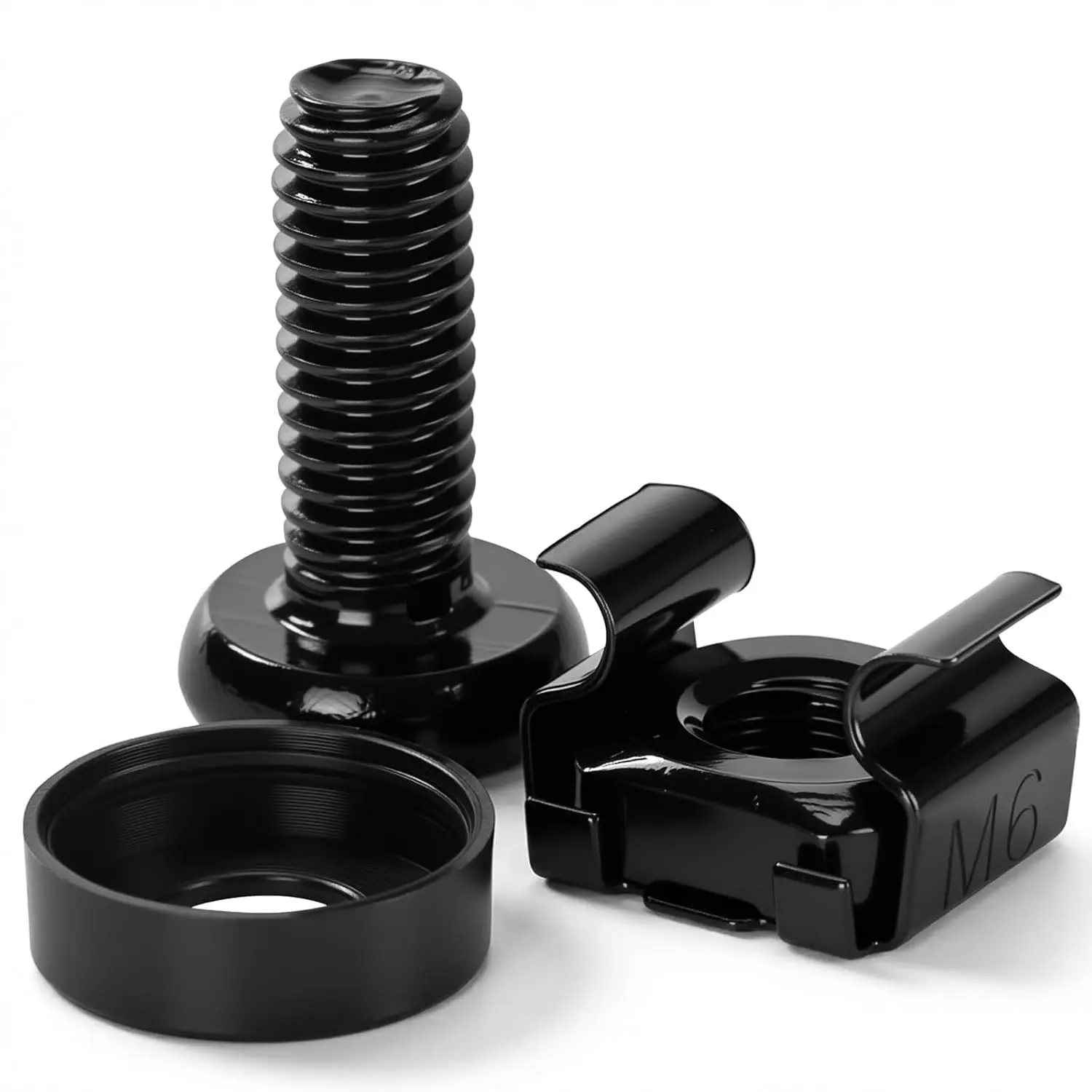50 Pack M6 x 16mm Rack Mount Cage Nuts, Screws & Washers for Server Cabinet, Network Rack Accessories, Routers - Free Self-Locking  Ties