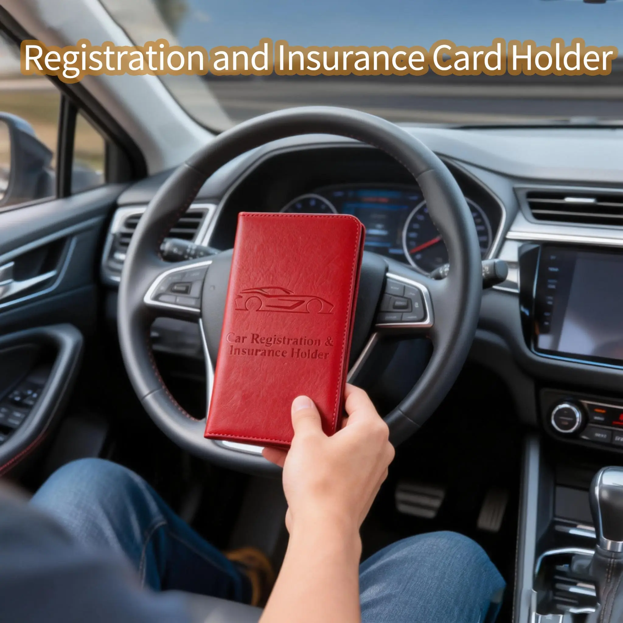 Car Driver's License Wallet, PU Leather Document Organizer, Long Case for Insurance Papers, Protective File Folder, Zjj-PU Model