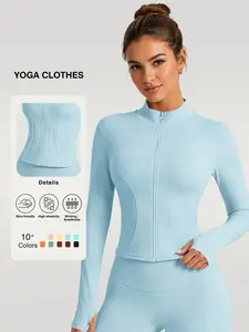 Women's Long Sleeve Sporty Jacket, Breathable Slim-Fit Yoga Wear, Quick-Dry High Elasticity, All-Season Casual for Gym and Running, Essential Yoga Jacket