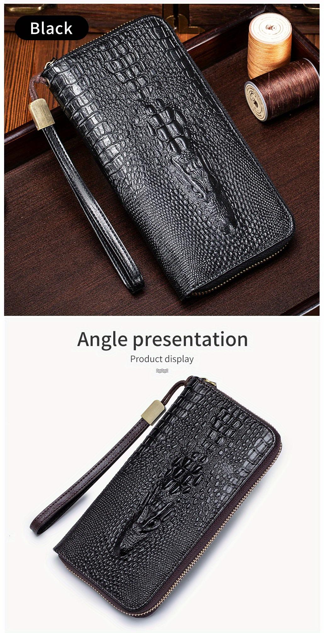 Men's Anti-Theft Wristband Wallet - Genuine Cowhide Leather Long Business Clutch Bag, Multi-Card Slot and Cash Holder Design - Professional Daily Dual-Use Thickened Version (Compatible with Smartphones*)