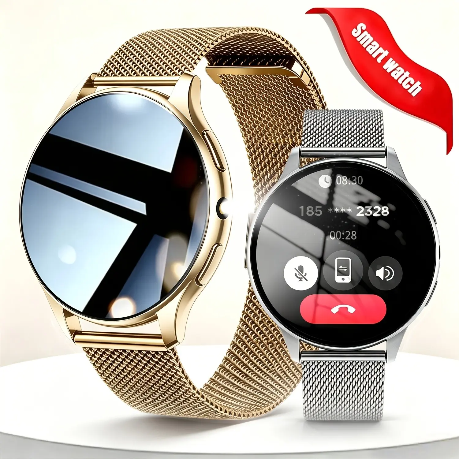 Smart Watch Unisex, HD Full Touch Screen, Compatible with Android & iPhone, Wireless Calling, Music Control, Sedentary Reminder, USB Charging