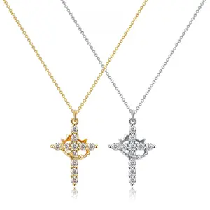 Simple Crown Cross Pendant Choker Necklace for Women Men Girls Pretty Crown Cross Jewelry Gift for Daily Party Clothing Decor Trendy All Match Exquisite Fashion Accessory Fashion Jewelry Gift for Holiday Haul Christmas Birthdays Anniversaries,summer