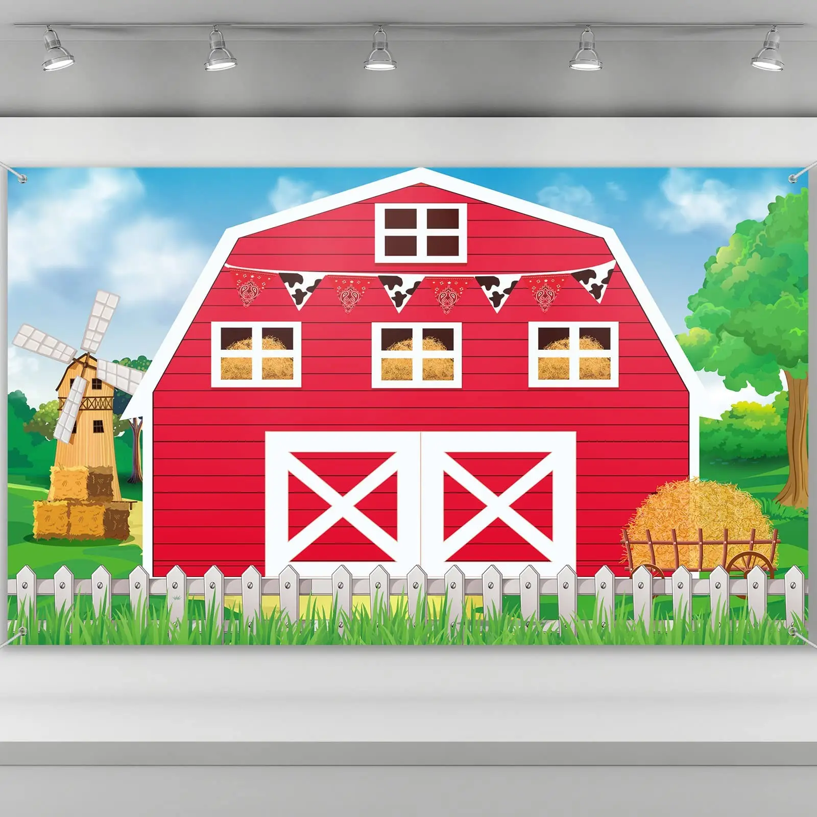 Farm Barn Door Background, Backdrop, Birthday Party Supplies, Barn Door Banner Photography Props, Farm Theme Birthday Party Photo Booth