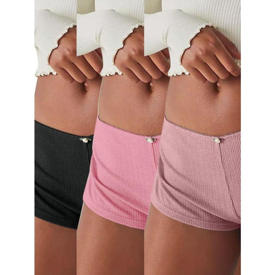 2026 NEW Women's 3-Pack Mixed Style Shorts Super Short Side-Slit Stretch Pajama Shorts Slim Pleated Leggings Cute Skinny Jeans TikTokShop