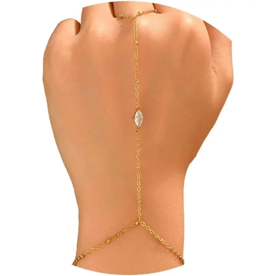 Dainty  CZ Bracelets Adjustable Trendy Finger Ring Bracelet