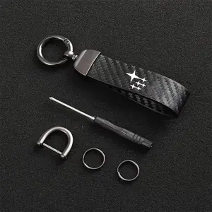 Subaru Car Keychain, Carbon Fiber Texture Design, PU Leather Material, Scratch-Resistant, Wear-Resistant, Daily Essential Item