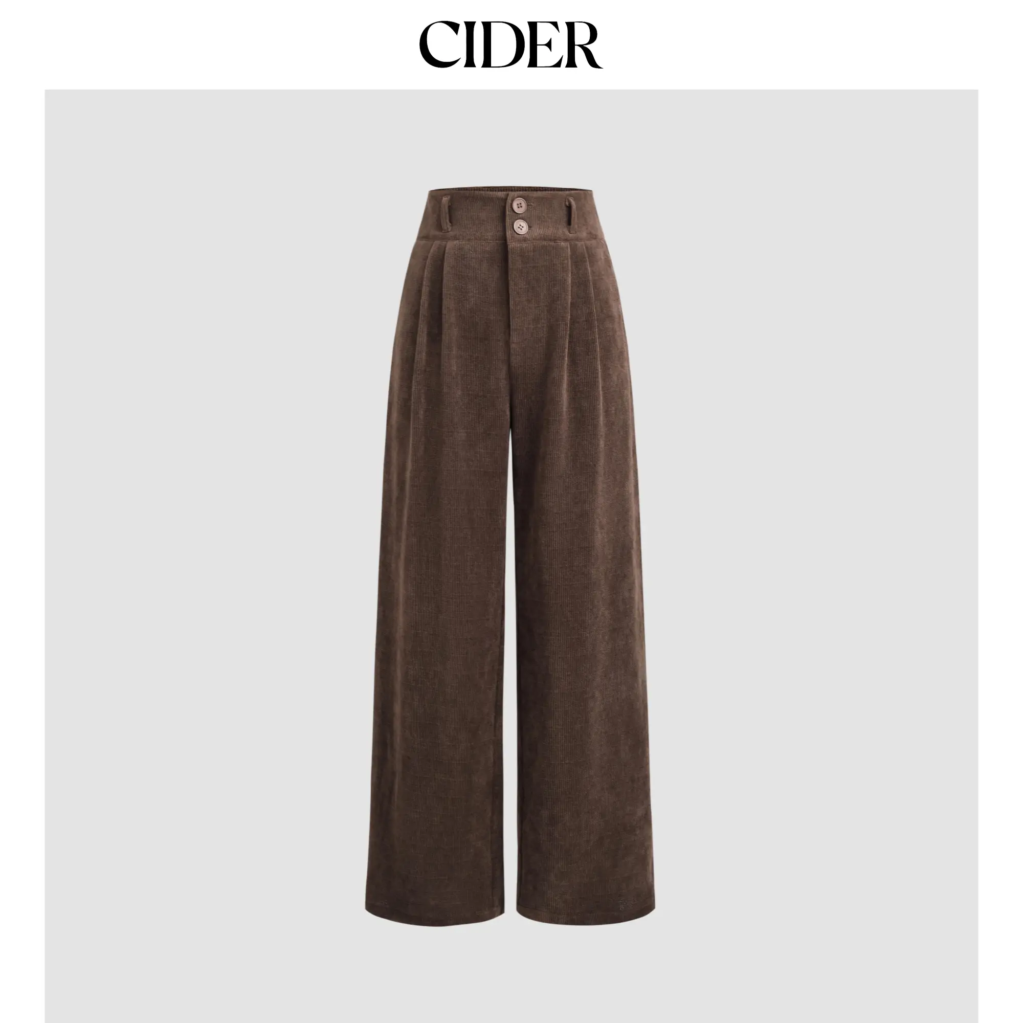 Cider [6 colors, size 0-26] Corduroy High Waist Solid Pleated Wide Leg Trousers Minimalist Womenswear