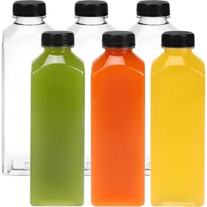 6 count 23oz Plastic Juice Bottles with Caps, Clear Empty  Water Bottles, Disposable Beverage Containers Bulk for Juicing Smoothies Turmeric Juice Milk and Other Beverages