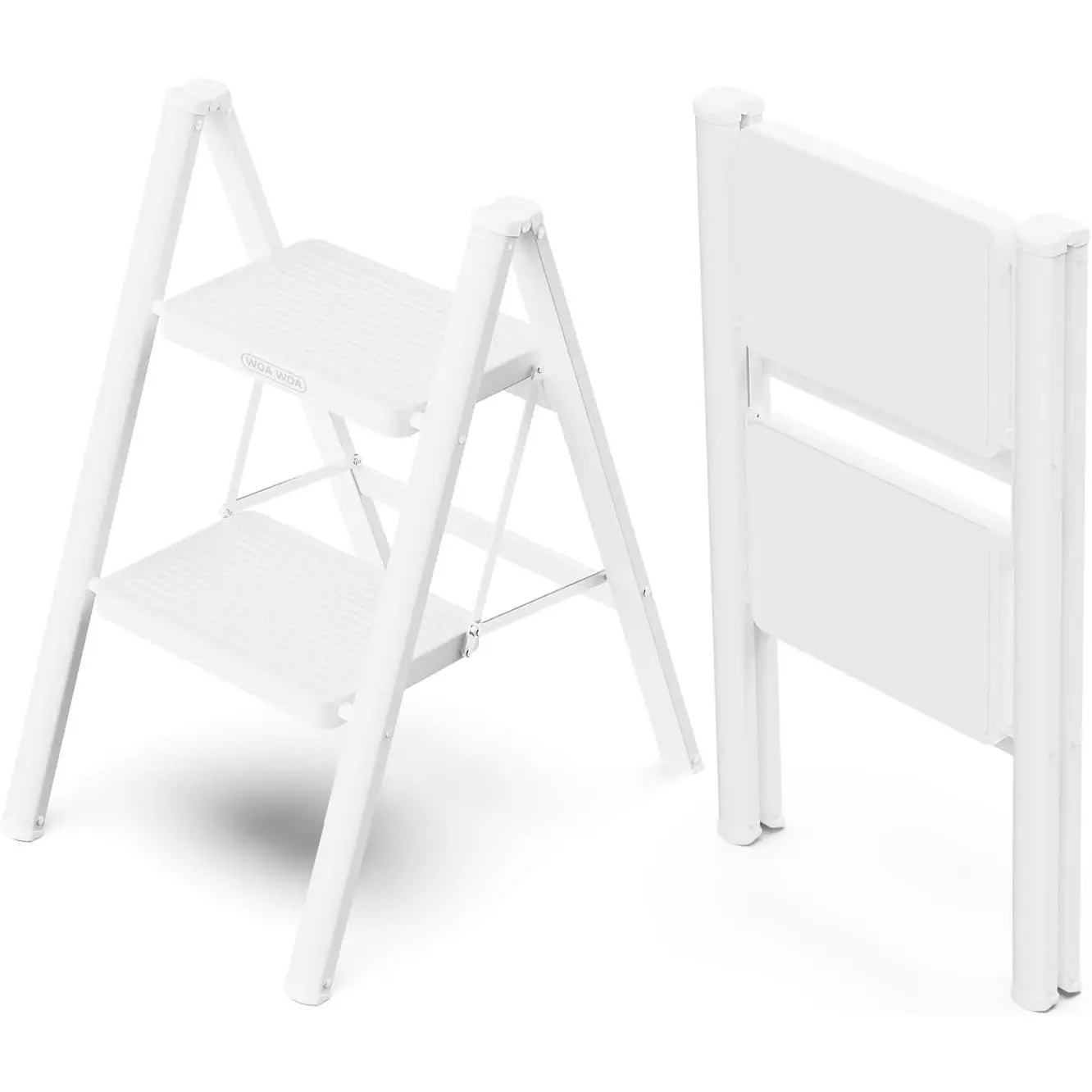 Step Ladder for Home, Foldable Step Stool for Kitchen with Non-Slip Pedals, Sturdy Ladders Supports up to 330 lbs, Compact and Portable - 2 Step/White