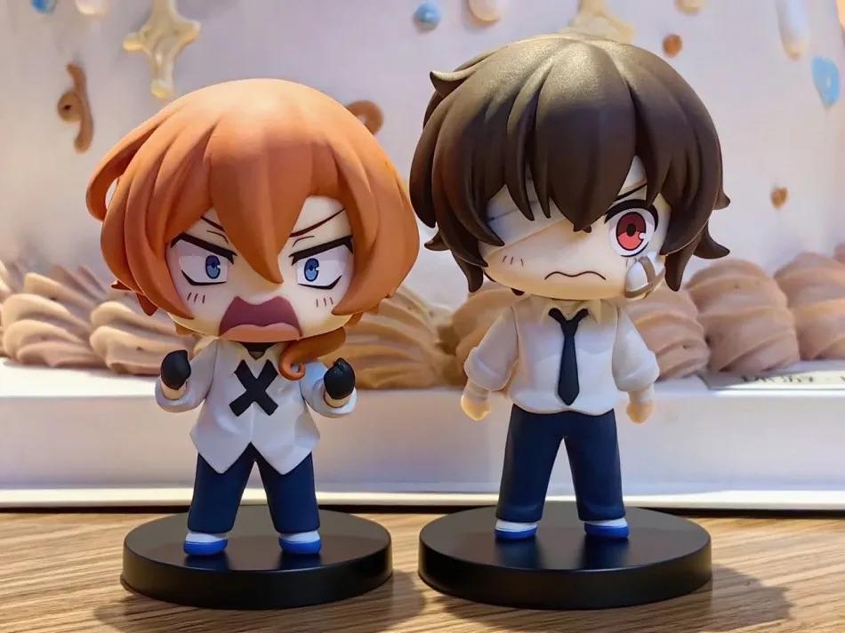 Q version 7cm bungo dogs vagrants dazai osamu chuuya nakahara figure pvc Japanese cartoon model statuettes decoration toy collec