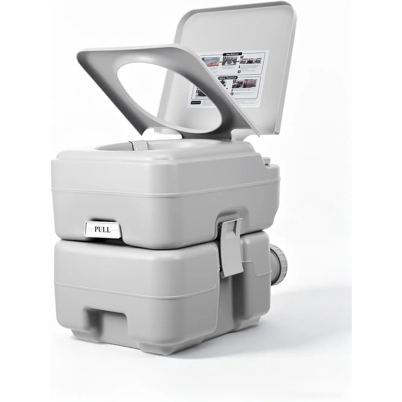 Select Portable Toilet for RV & Camping - 20L Capacity, T Outlet Water System, Three-Outlet Pneumatic Pull-Out, 5.3 Gal Detachable Waste Tank, 3.2 Gal Flush Tank, Push-Button Pressurized Flush