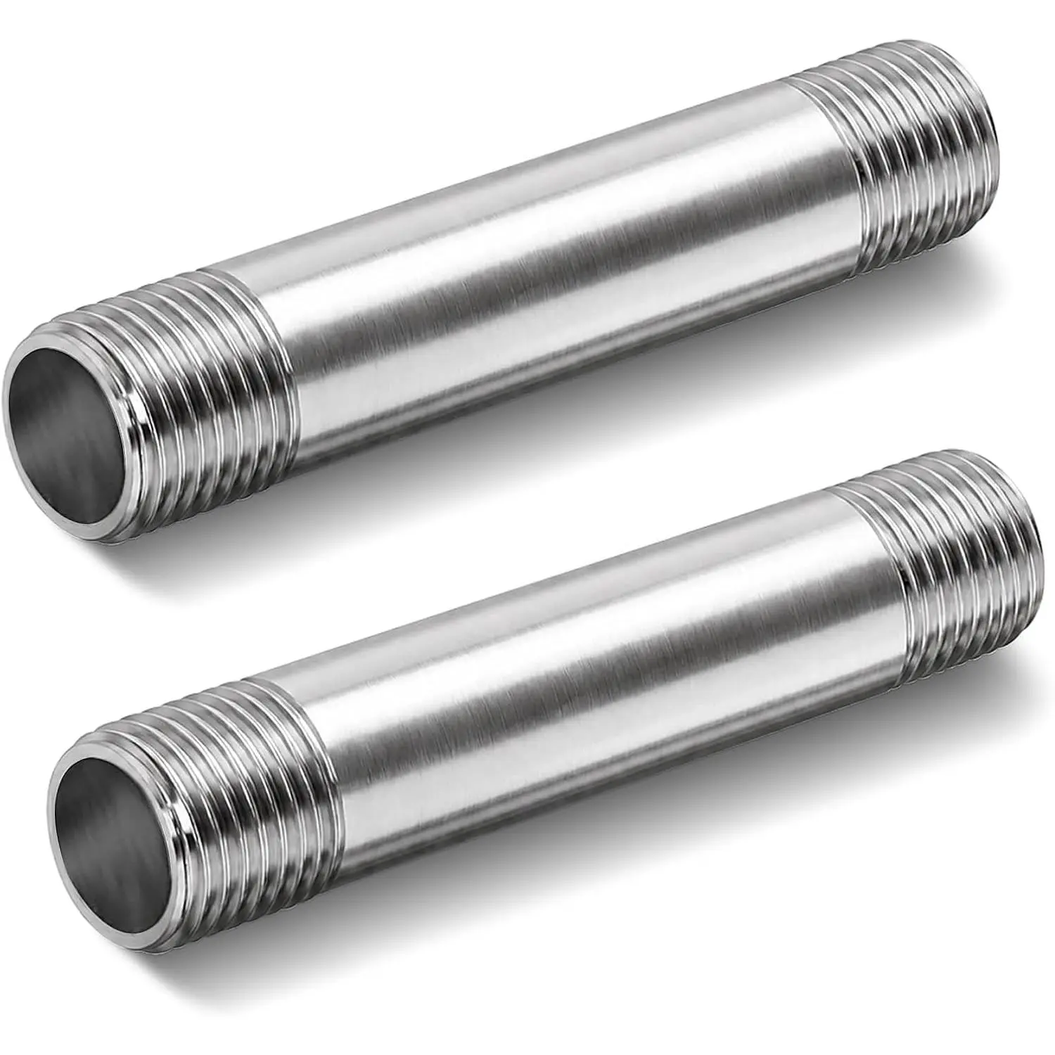 304 Stainless Steel Pipe Nipple, 1/2" NPT x 1/2" NPT Male Threaded, 4" Length (100mm) Cast Pipe Fitting, Pack of 2