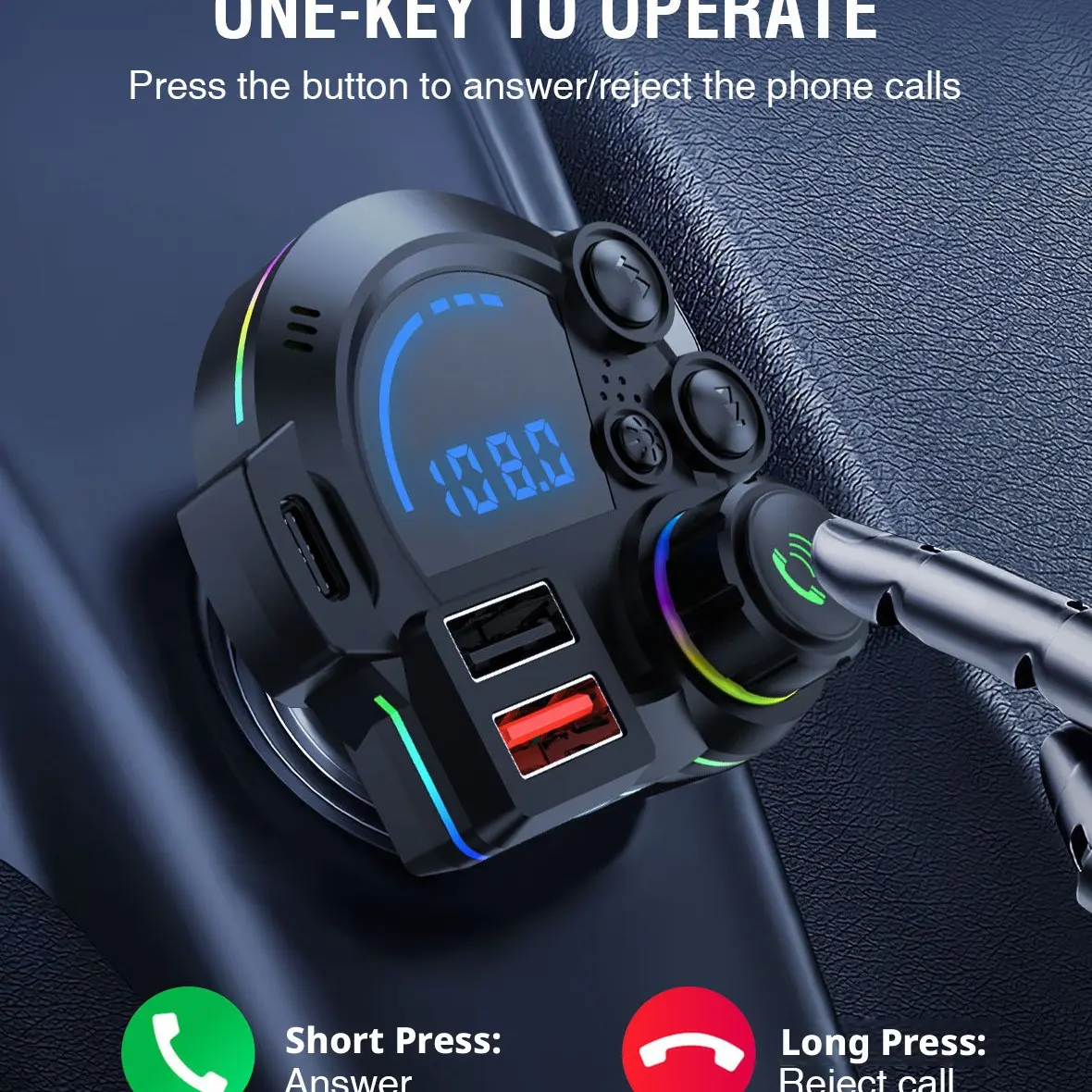 New Car Charger Bluetooth-compatible 5.4, USB Drive Play Mp3/music, Hands-Free Calls, Fm Transmitter, Qc3.0+pd20w Fast Charging, Dual Port, Charger For Car