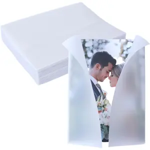 100 Pack Pre-Folded Vellum Jackets for 5x7 Invitations -Vellum Envelope for Wedding Invitations Wraps - Bulk Translucent Paper Envelope Liners for Wedding Cards
