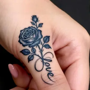 4Pcs Herbal Juice Semi-Permanent Temporary Tattoos, Minimalist Rose & Love Design, Long-Lasting 7-14 Days, Waterproof Fade-Proof Fake Tattoos for Wrist, Neck, Collarbone