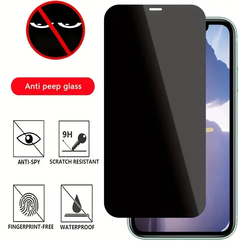Privacy Screen Protector for iPhone, 9h+ Tempered Glass, Anti-Scratch, Easy Installation, Bubble-Free, Durable, Fits Multiple Models
