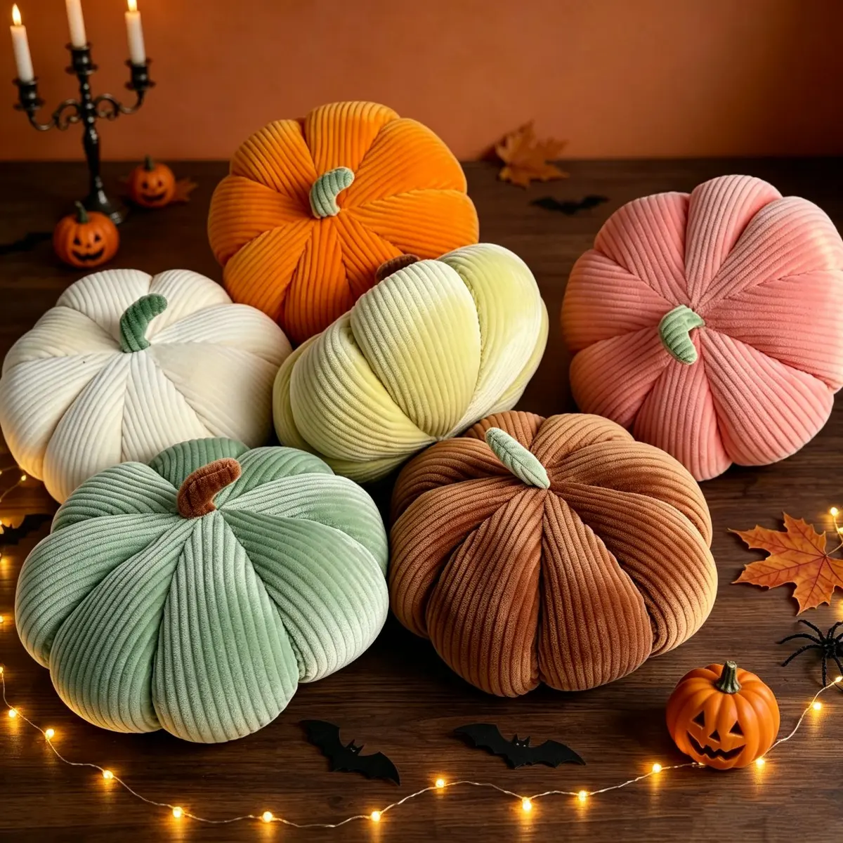 Soft Corduroy Pumpkin Plush Pillow, Cute Decorative Stuffed Pumpkin Cushion, Home Sofa Decor, Halloween Thanksgiving Gift
