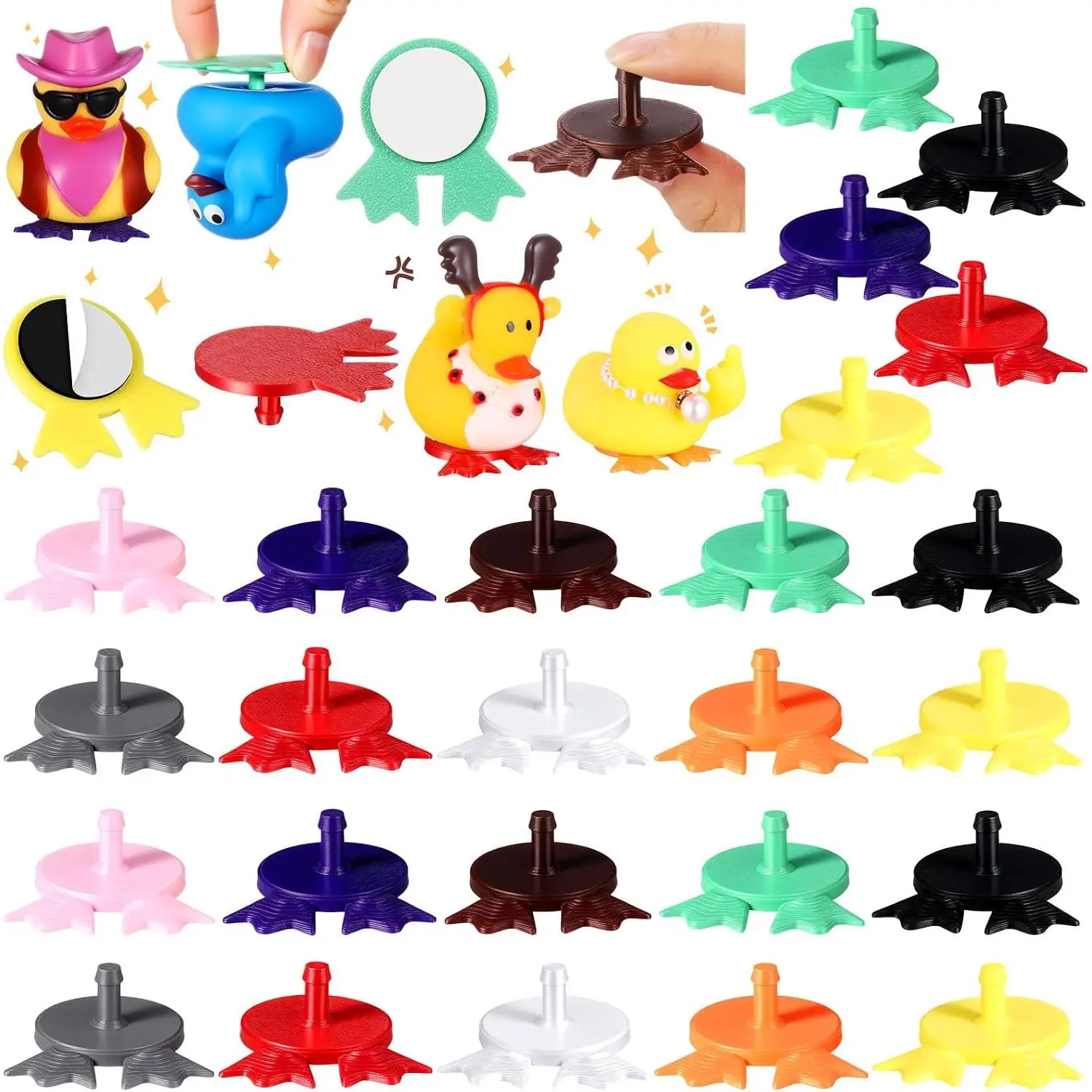 25 count Duck  Plug Rubber Duck Mount  Printing Self-Adhesive Holder for Fixed Display  Dashboard Bath Accessories, Rubber Duckies Not Included