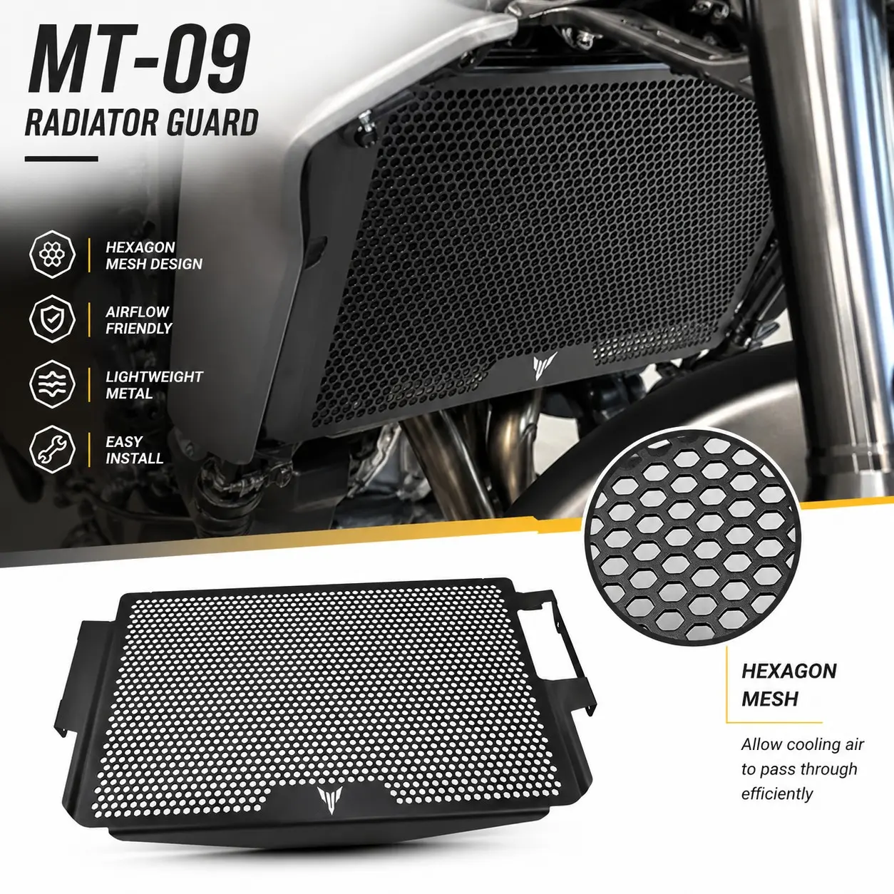 Grille Radiator Guard for Yamaha Mt-09, Tracer 900 Gt Xsr900 2021 2022, Motorcycle Accessories, Radiator Grille Grill Cover Protector, Protection, Installation