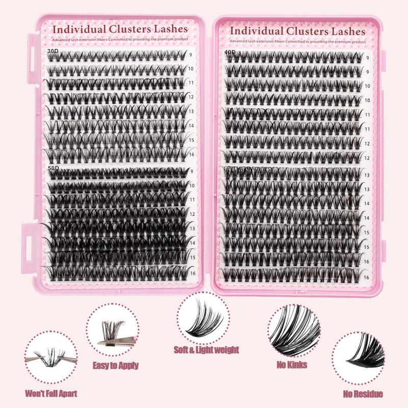 Natural Look Eyelash Extensions Set with False Lashes, Tweezers, Glue, Remover and Fixer, Professional Accessories for Women's Summer Makeup