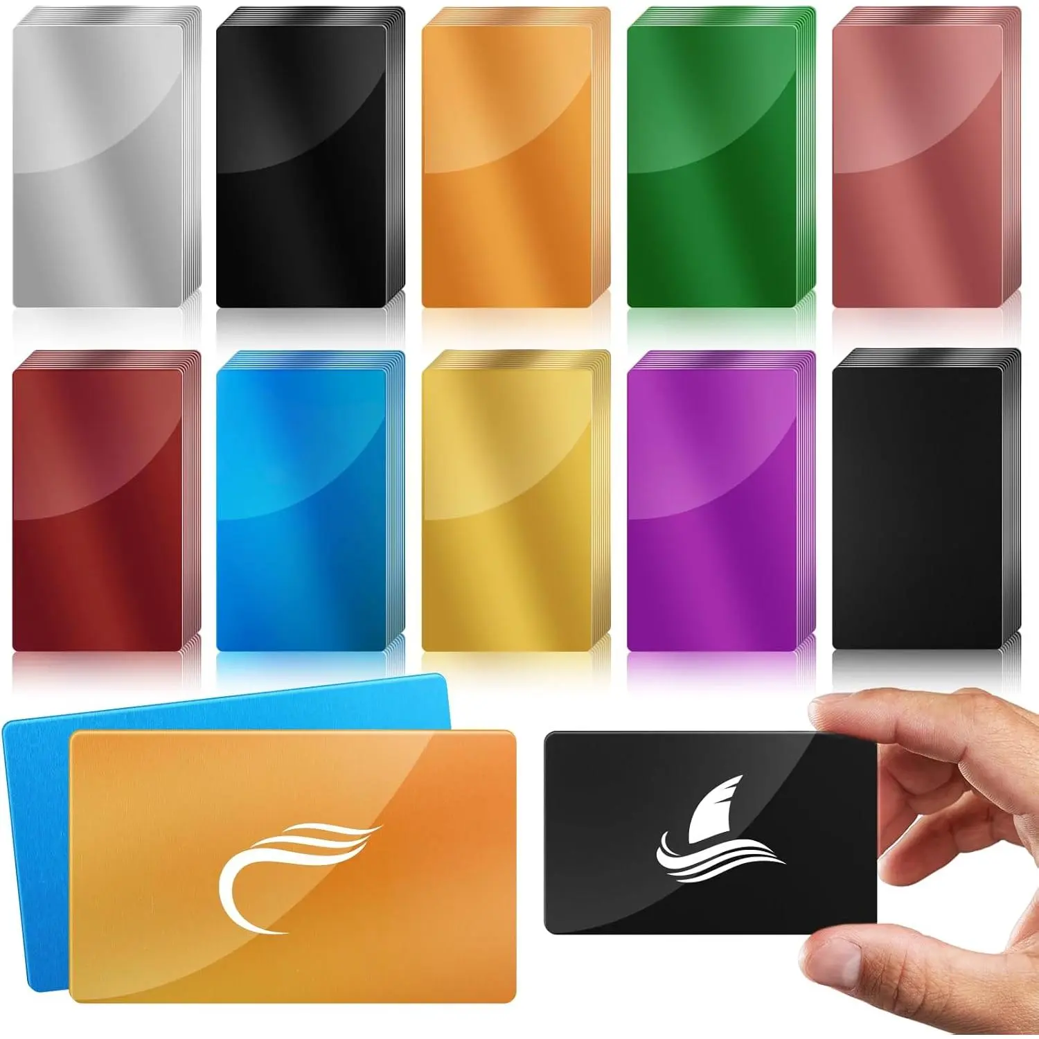 100 Pcs Metal Engraving Blanks Colorful Aluminum Sheet Laser Engraving Business Card Multipurpose Engraving DIY Gift Cards 86 x 54 x 0.21 mm (10 Colors)