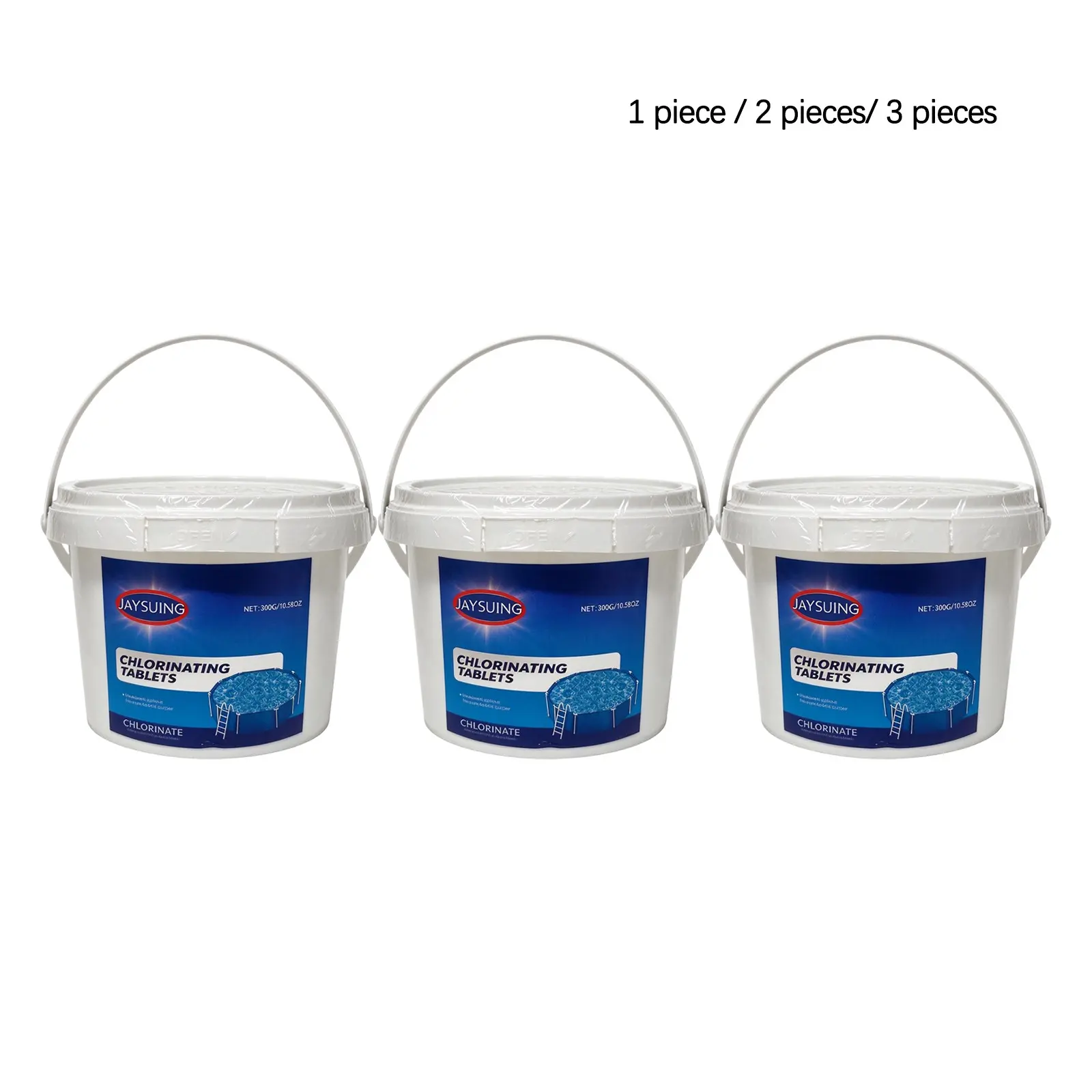 Swimming Pool Cleaning Tablets (300g/300*2/300g*3), Improve Water Quality, Multi-Functional Fast-Dissolving Pool Cleaners, Fresh Water Maintenance