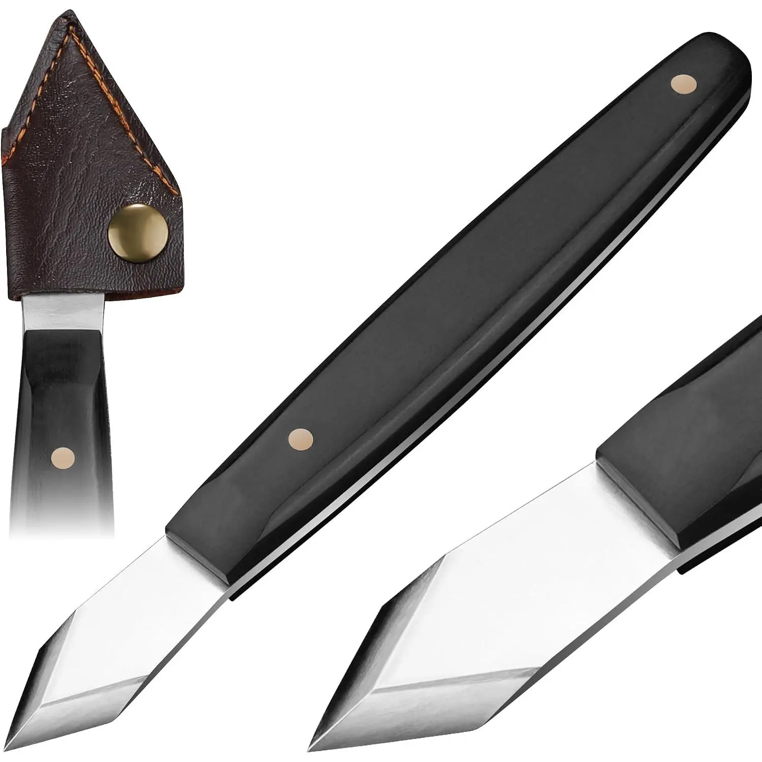 Marking  - 5CR15 High Carbon Steel Woodworking Scribing , Double Beveled  with Wooden Handle, Leather Sheath Included -  Scribe Tool for Carving, Ideal Gifts for Men, Precision Tool