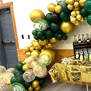 65Pcs Green Gold Balloons Set, Dark Green & Metallic Gold Balloons, Confetti Latex Balloons for Birthday, Graduation, St. Patrick's Day, Jungle Party Decorations
