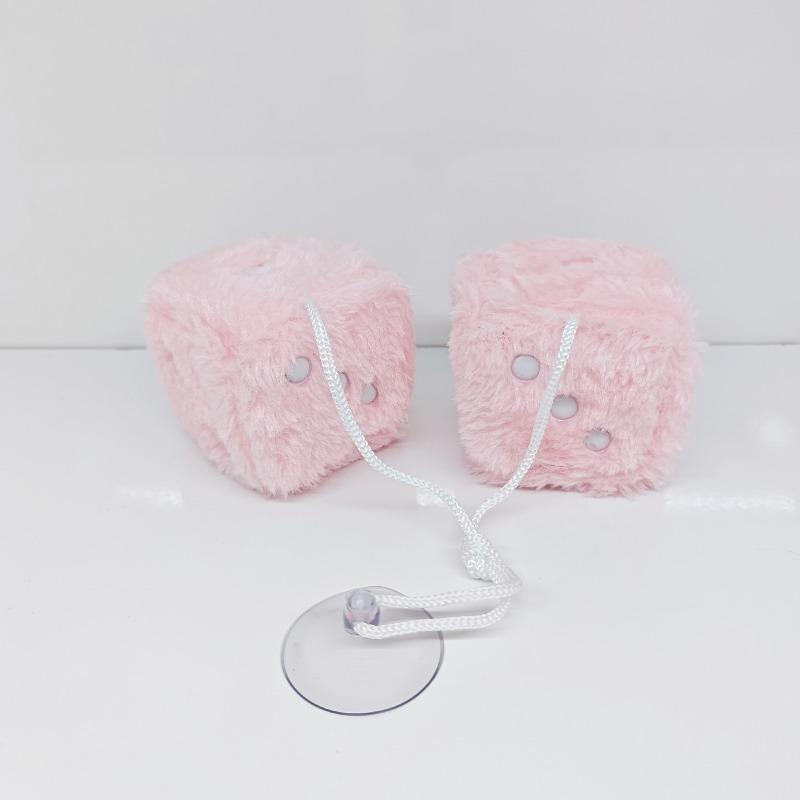 6cm long hair hot stamping dice plush toy cube pendant, rearview mirror pendant sieve