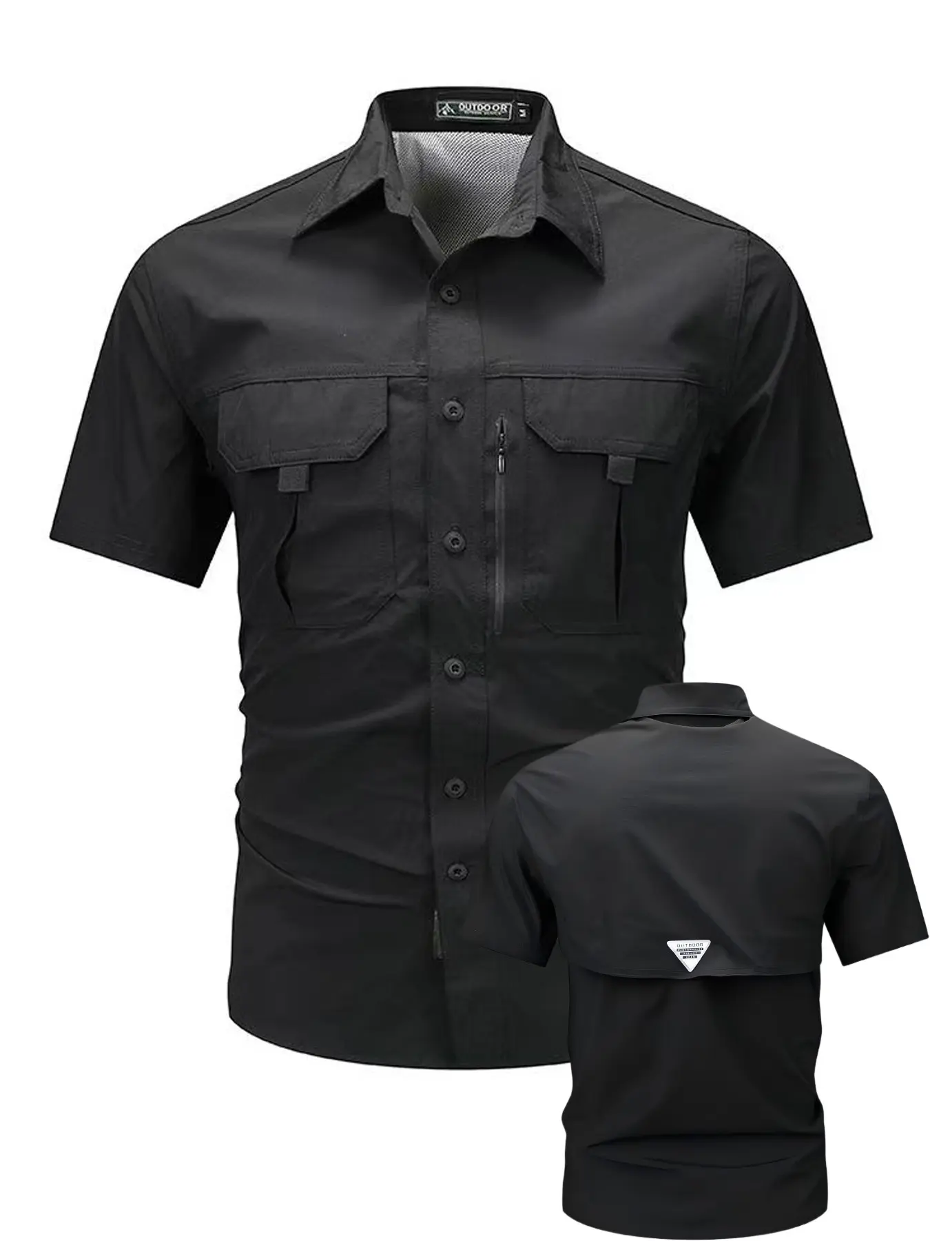 Summer Men's Quick-Dry Workwear Short Sleeve Shirt, Multi-Pocket Tactical Outdoor Breathable Sun Protection, Back Mesh Design