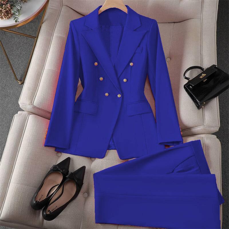 Vintage Blazer Slim Fit Fashion 2025 Women Korean Style Casual Design Sense Top and Trousers Set233