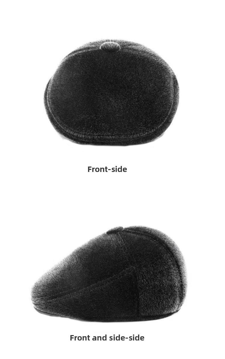 Men's Winter Hat British Style Dad Old Man Duckbill Cap Retro Elderly Warm Ear Protection Forward Cap