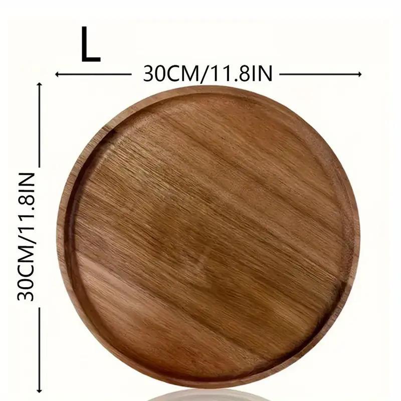 Round Wooden Tray, 1 Count Serving Tray, Fruit Tray, Snack Tray, Breakfast Tray, Table Decor, Home Decor, Kitchen Supplies, Coasters