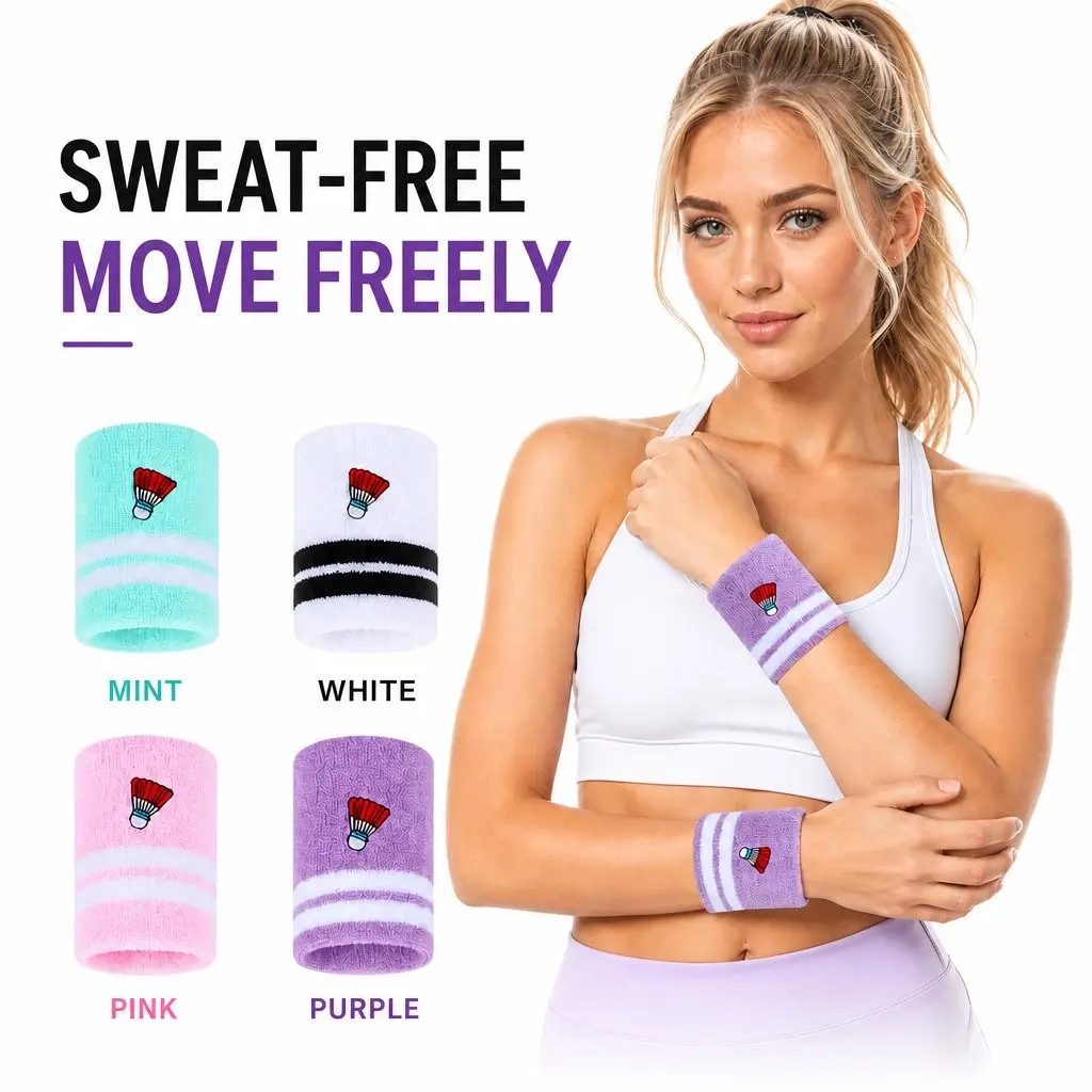 Sports Wrist Sweatbands, High Elastic Knitted Wristband for Tennis Badminton Gym, Lightweight Breathable Sweat Absorbent Wrist Support